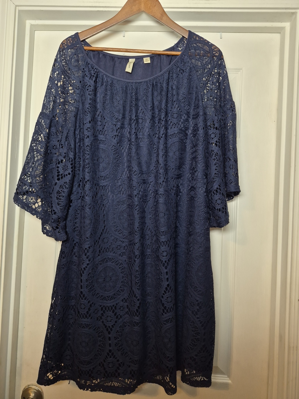 Tacera Women’s Navy Crochet Lace Dress XL